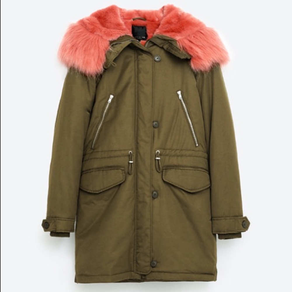 NWT ZARA PARKA with FUR LINED INSIDE